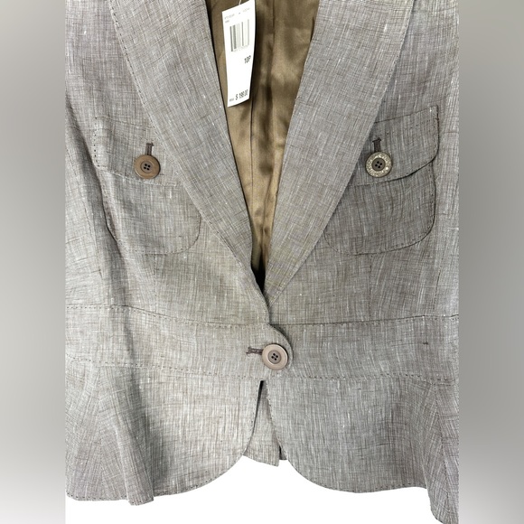 Maxx Studio Petite Women Size 10P Brown Peplum Blazer Jacket NWT MSRP 198 - Picture 8 of 8